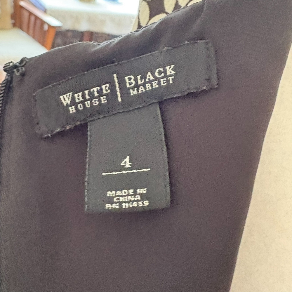 White House Black Market Black White Geometric Knit Dress Size 4 - Picture 7 of 12